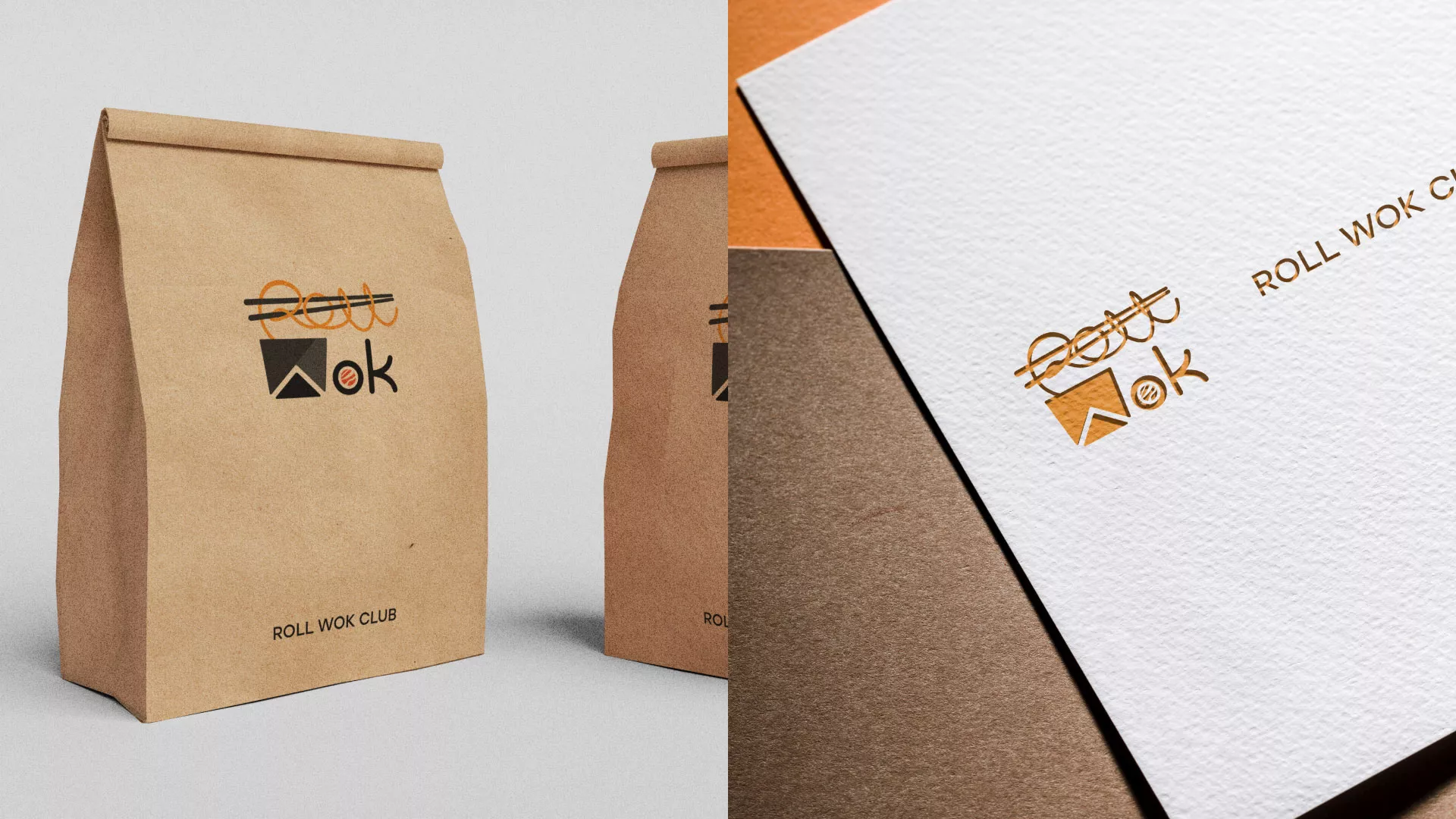 Разработка логотипа суши-бара «Roll Wok Club» в Короче