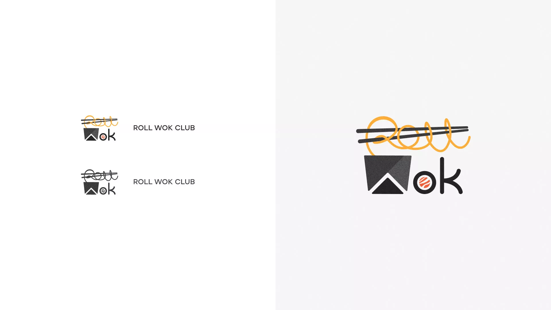 Разработка логотипа суши-бара «Roll Wok Club» в Короче