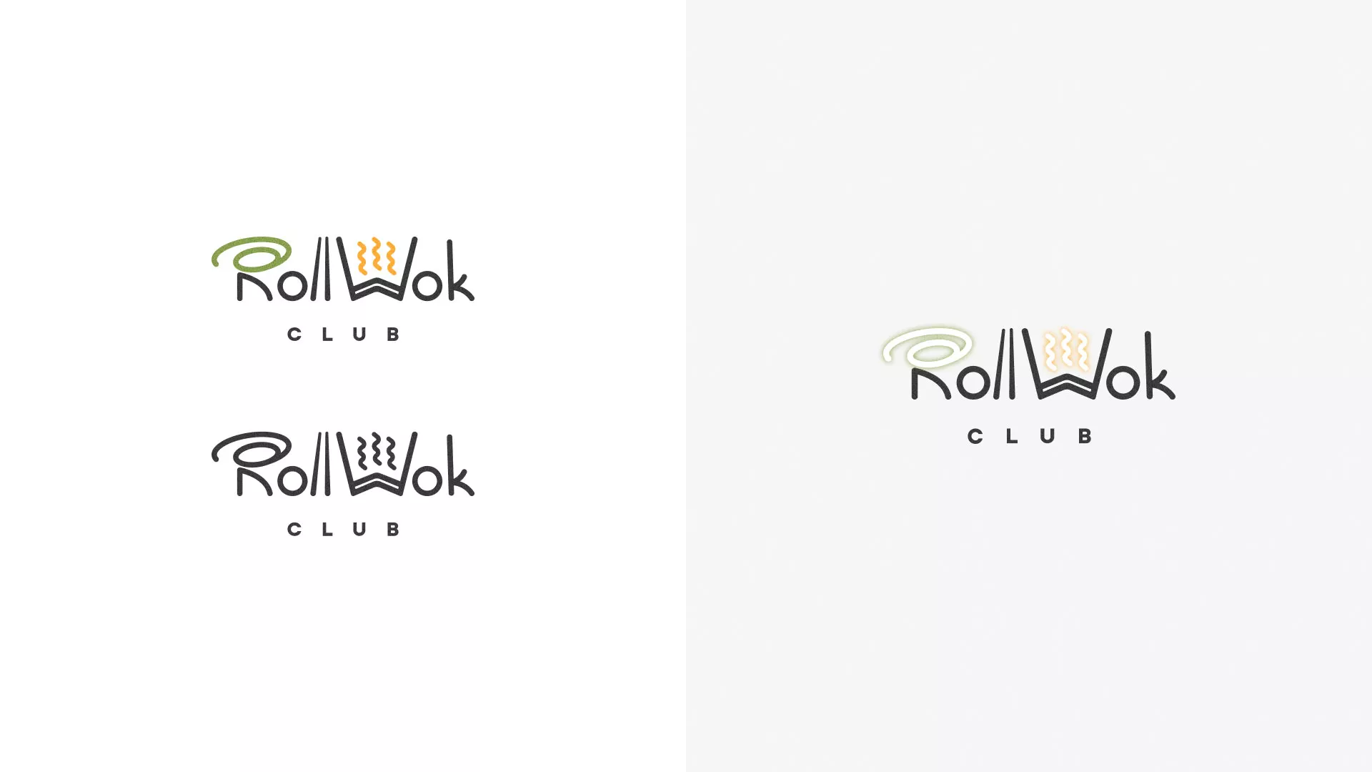 Разработка логотипа и фирменного стиля суши-бара «Roll Wok Club» в Короче